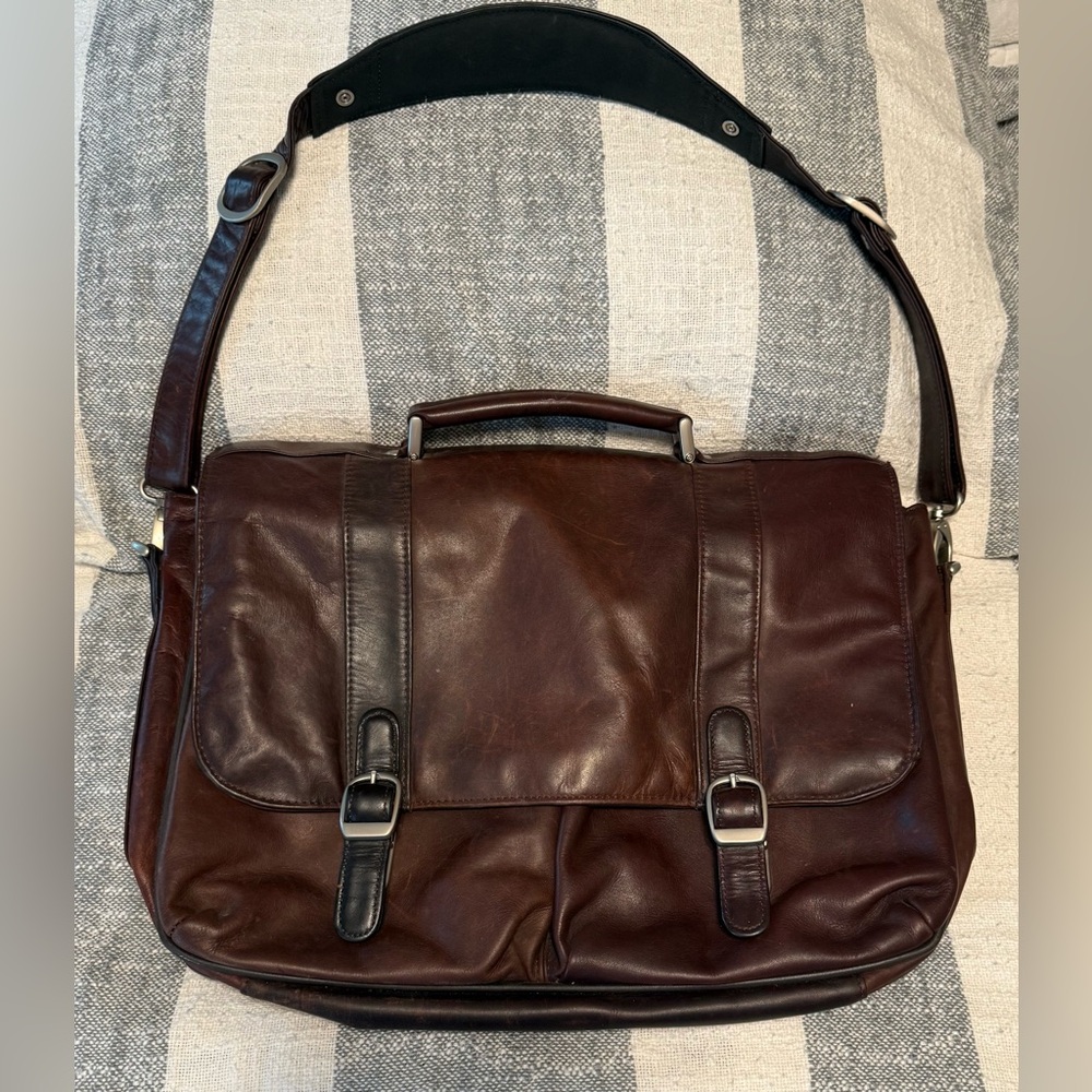 Samsonite Brown Leather Shoulder Carrying Briefcase 
Messenger Bag Soft Vtg